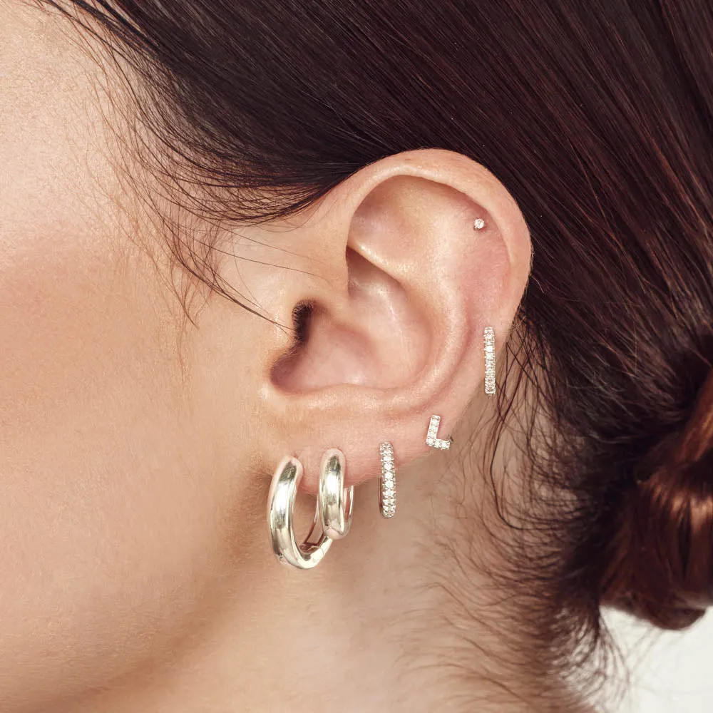 Midi Curve Hoop Earrings in Silver