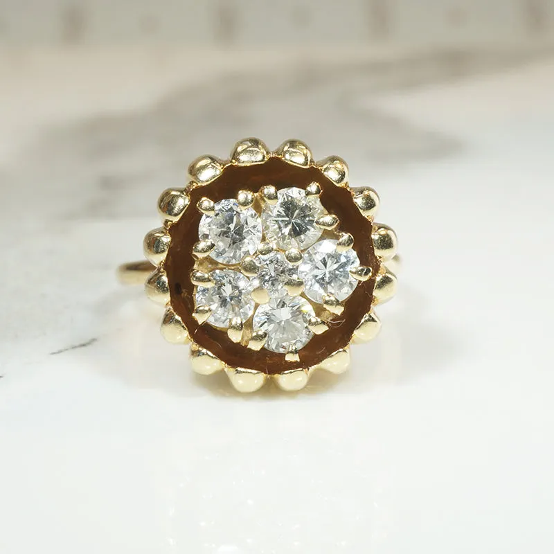 Modernist Diamond Cluster in Lotus Pod Ring