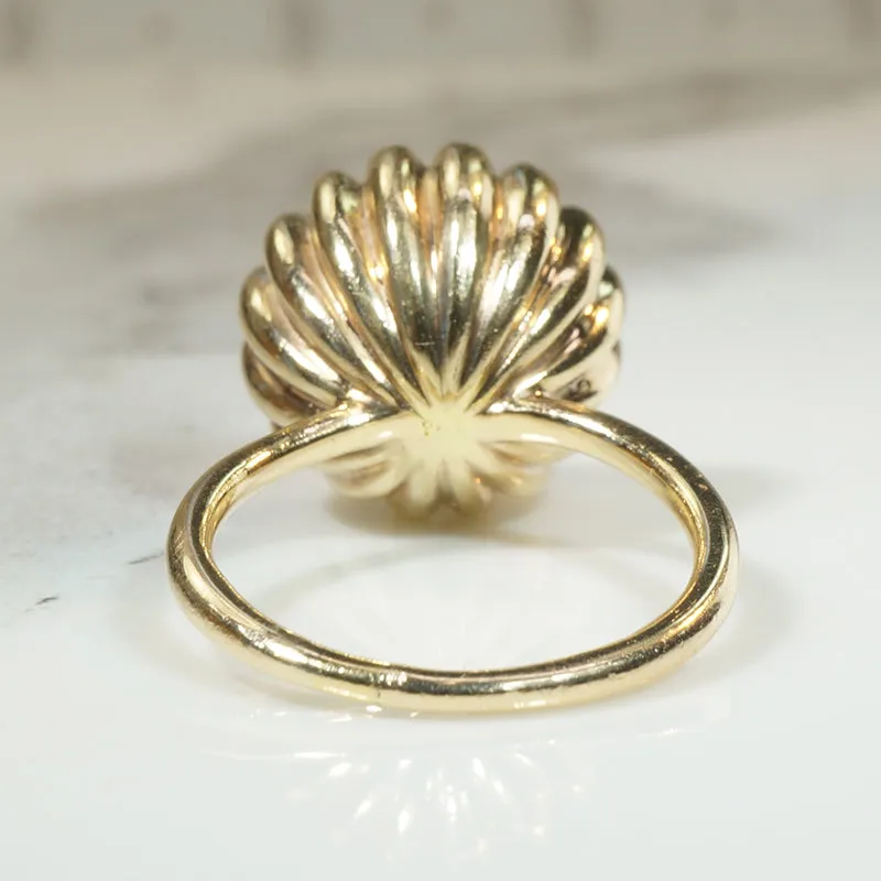 Modernist Diamond Cluster in Lotus Pod Ring