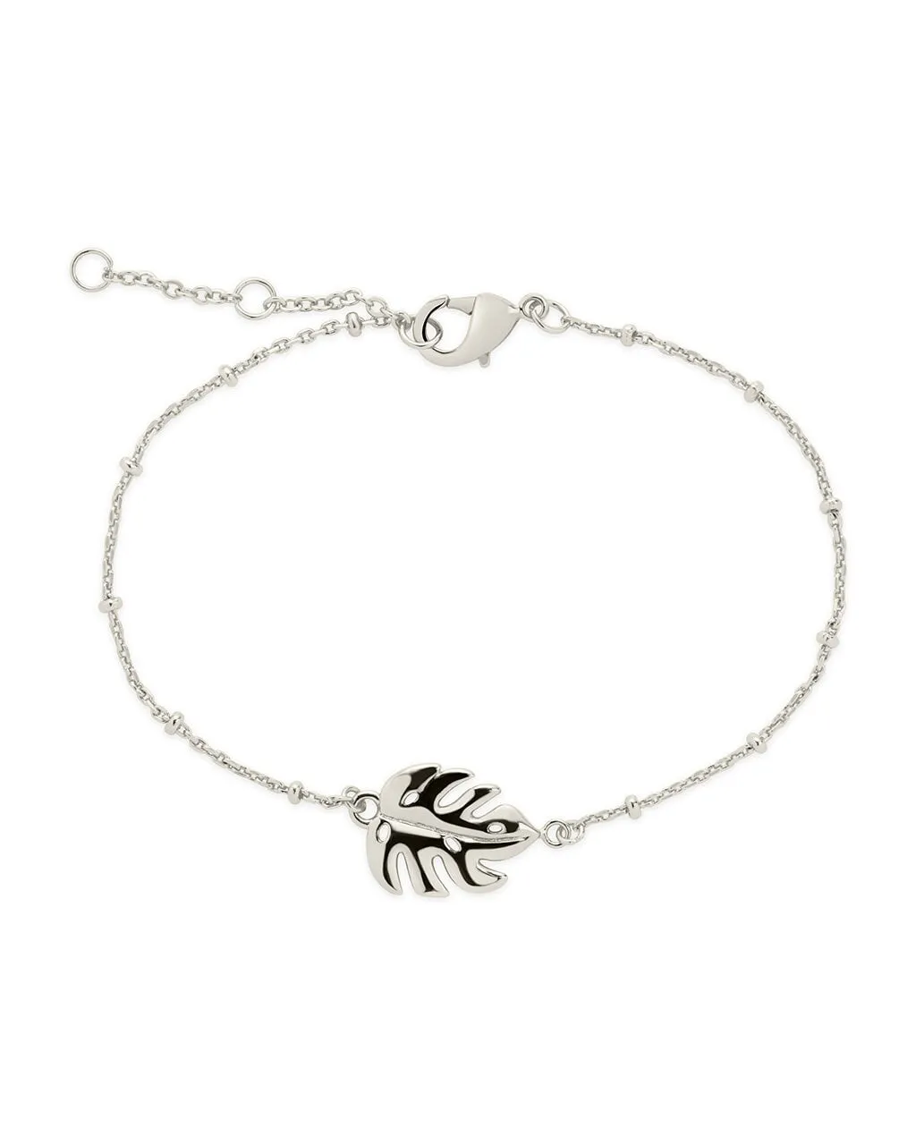 Monstera Leaf Threader Earrings and Chain Bracelet Set