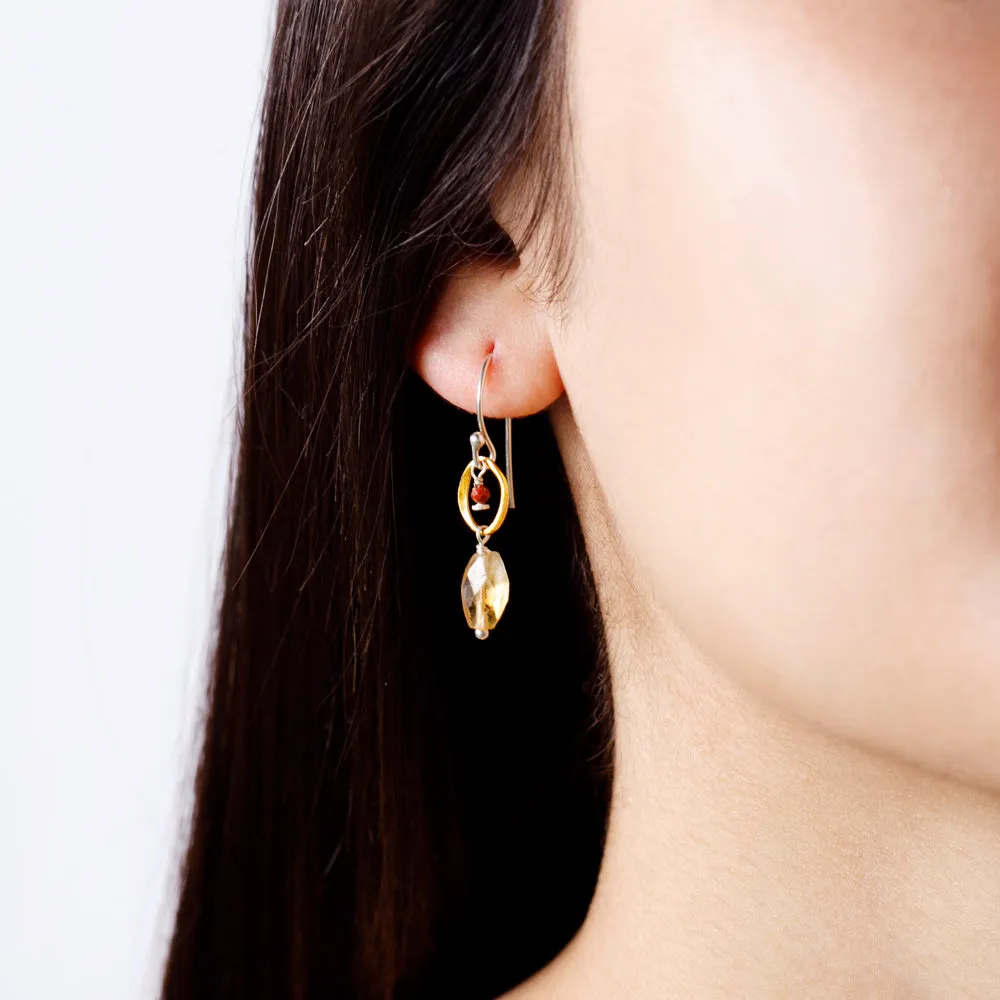 Moon Orbit Earrings in Citrine & Red Jasper