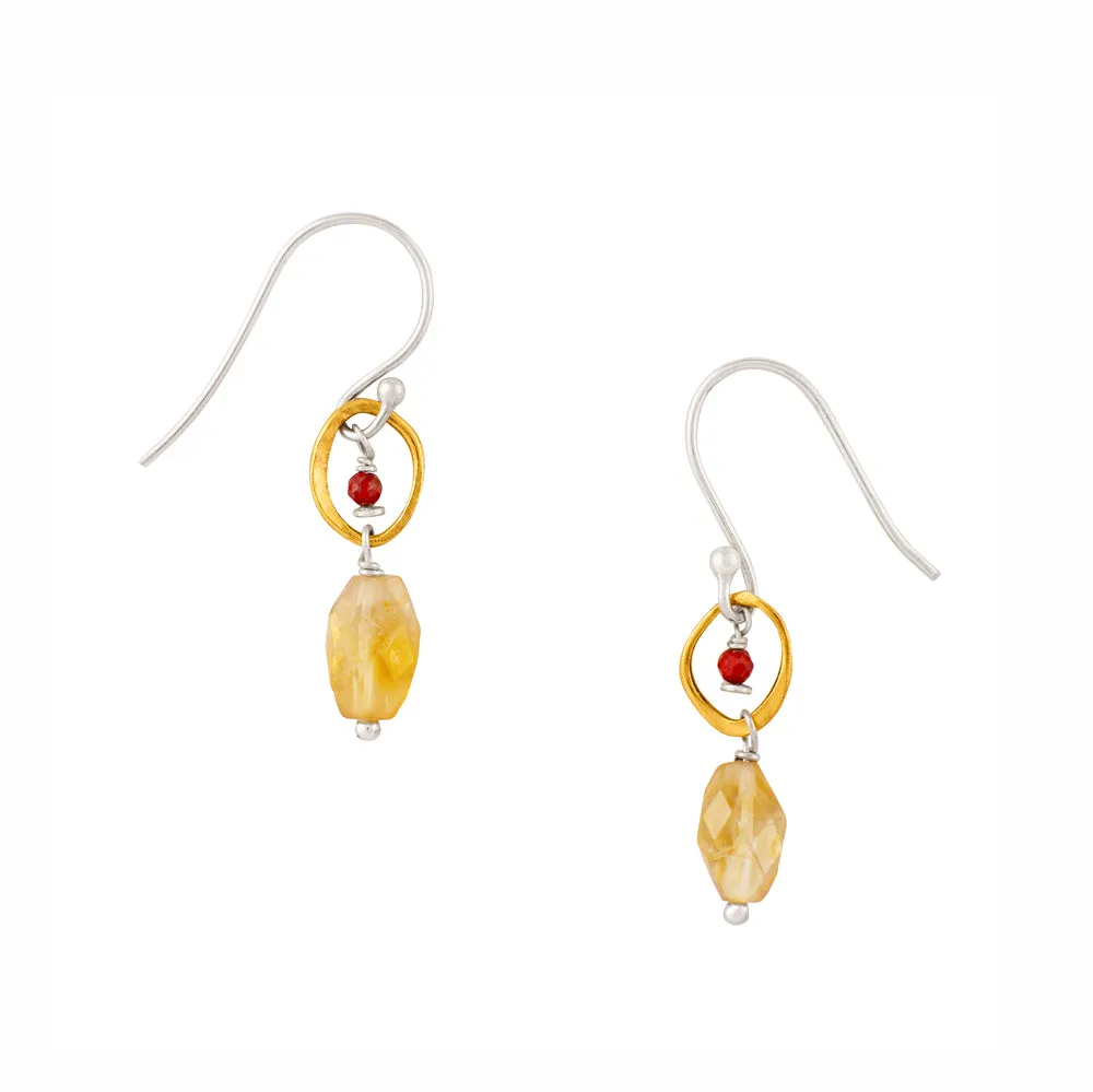 Moon Orbit Earrings in Citrine & Red Jasper