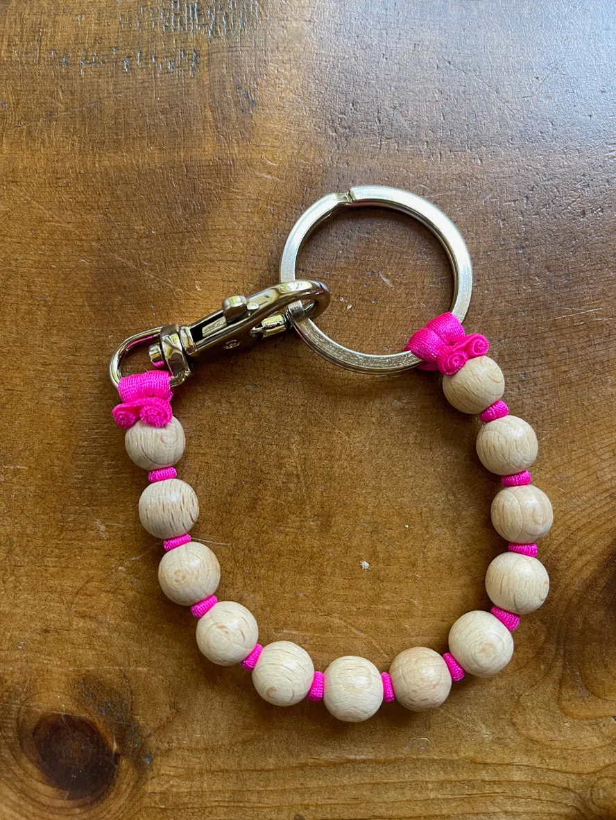 Natural and Pink Short Perlen Keychain