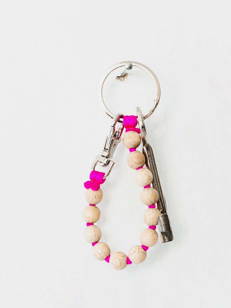 Natural and Pink Short Perlen Keychain