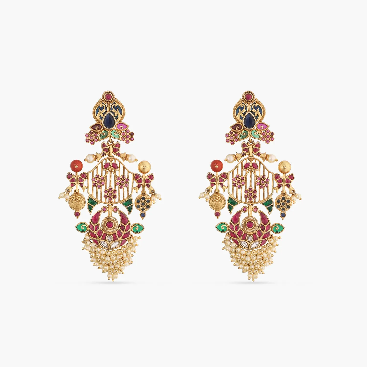 Neysa Kempu Jadau Silver Earrings