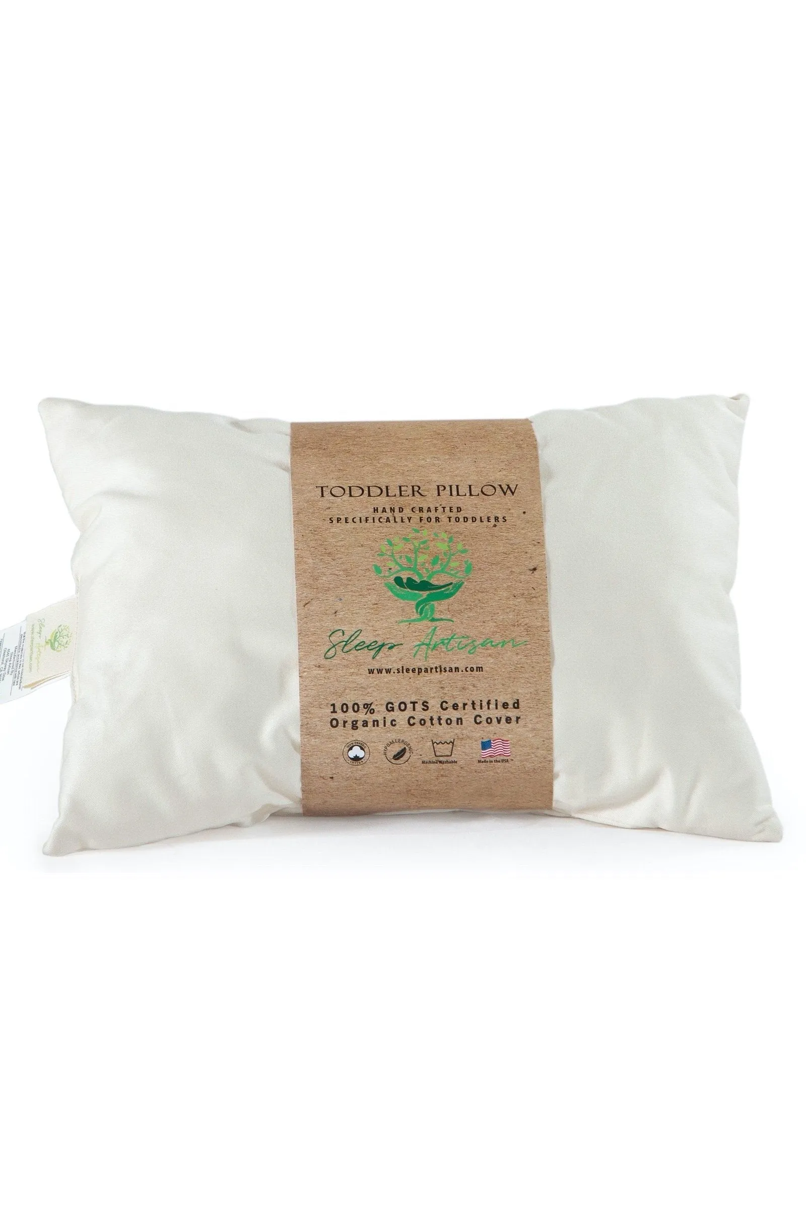 Organic Cotton Cover Toddler Pillow - Small Pillow for Travel - Made in USA