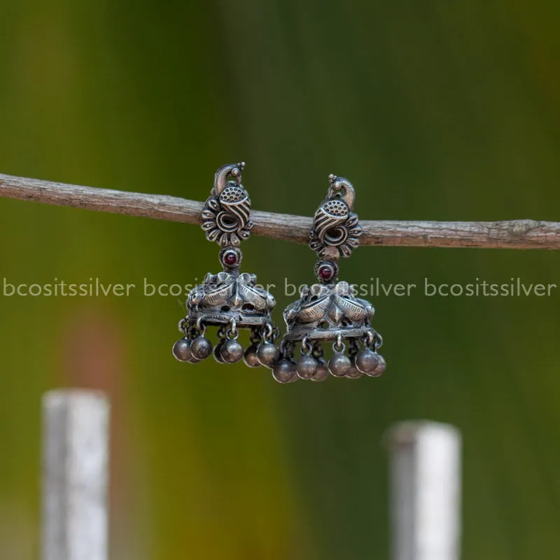 Oxidized Peacock Jhumka - 9029