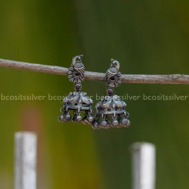 Oxidized Peacock Jhumka - 9029