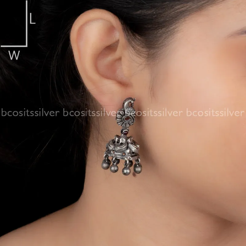 Oxidized Peacock Jhumka - 9029