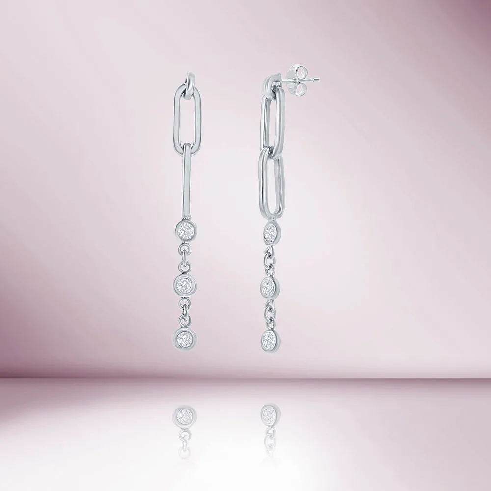 Paper Clip Diamond By The Yard Dangle Earrings (0.30 ct.) in 14K Gold