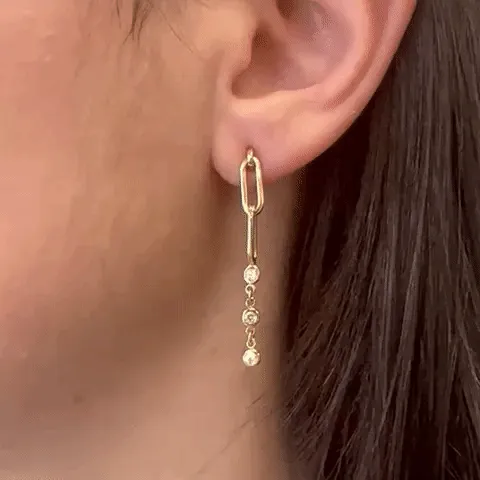 Paper Clip Diamond By The Yard Dangle Earrings (0.30 ct.) in 14K Gold