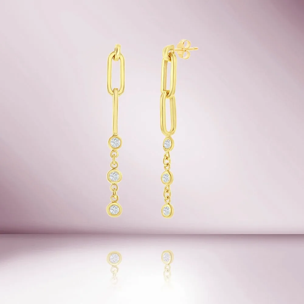 Paper Clip Diamond By The Yard Dangle Earrings (0.30 ct.) in 14K Gold