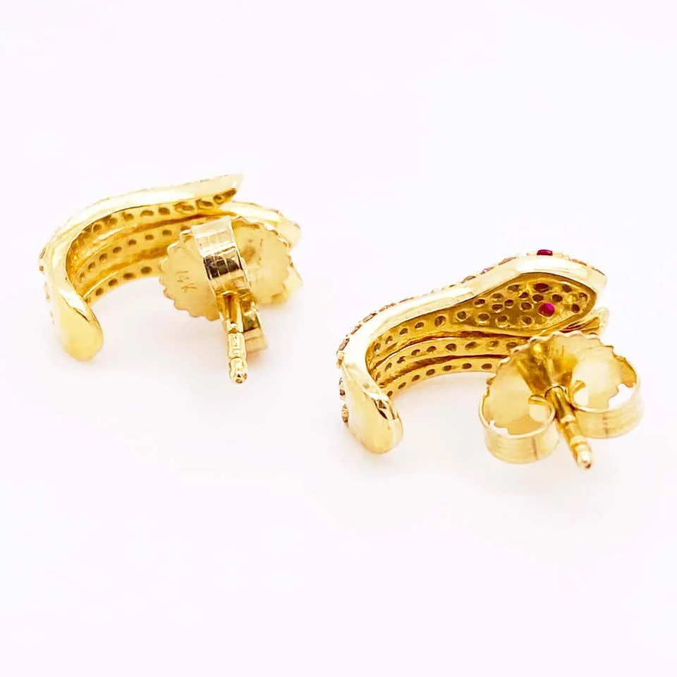 Pave Diamond Snake Stud Earrings