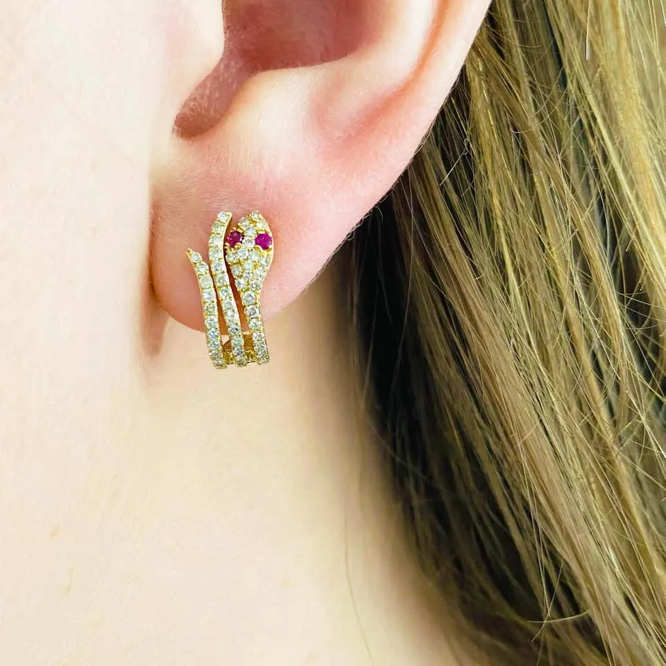 Pave Diamond Snake Stud Earrings