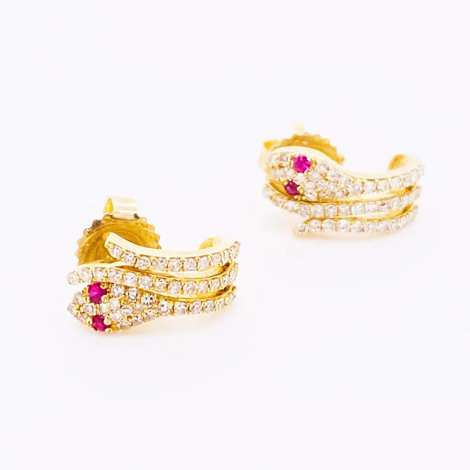 Pave Diamond Snake Stud Earrings