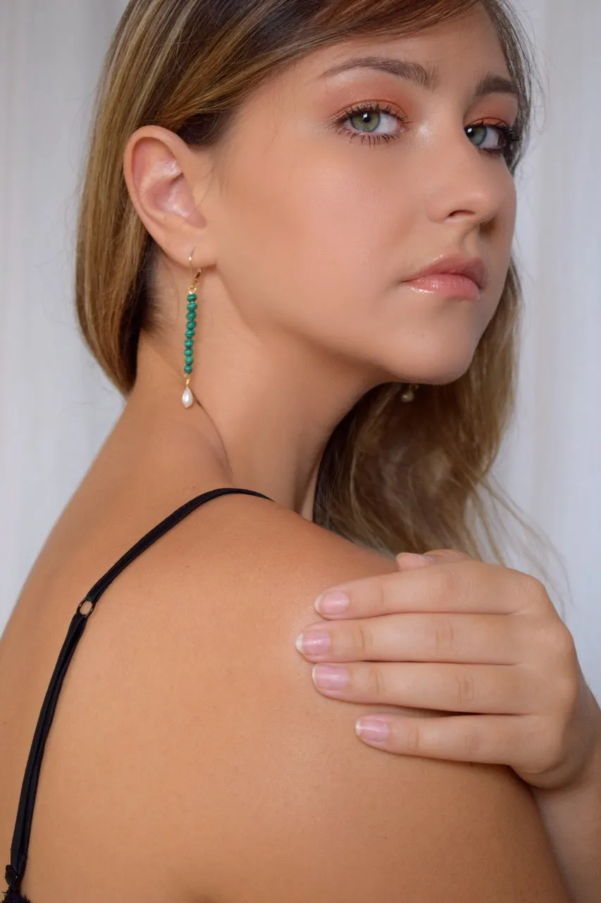 Penelope Malachite and Pearl Ithaca Earrings