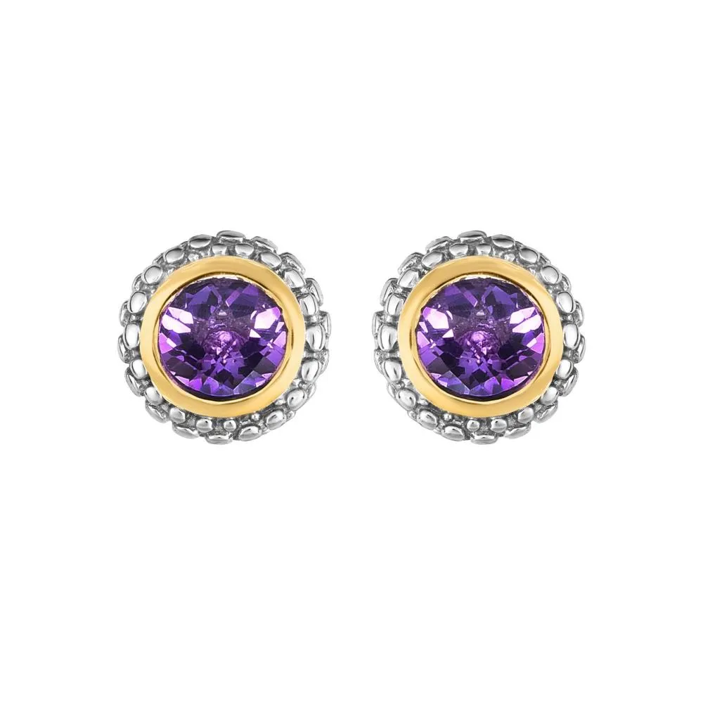 Phillip Gavriel Sterling Silver Amethyst Studs