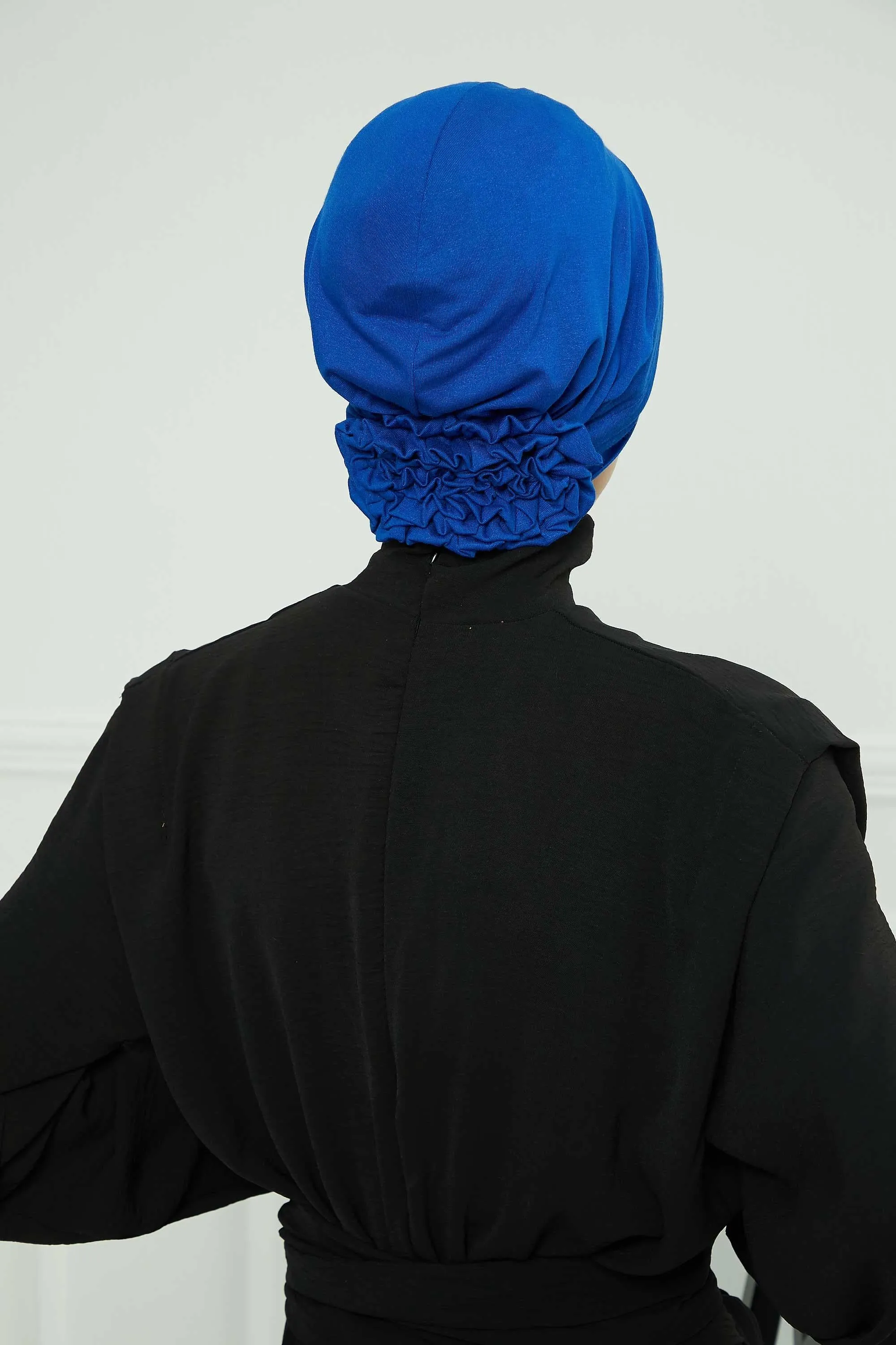 Pleated Instant Turban made from High Quality Combed Cotton, Comfortable Pre-Tied Turban Hijab, Flexible Chemo Cancer Bonnet Headwear,B-74