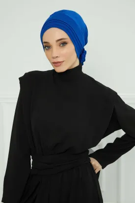 Pleated Instant Turban made from High Quality Combed Cotton, Comfortable Pre-Tied Turban Hijab, Flexible Chemo Cancer Bonnet Headwear,B-74