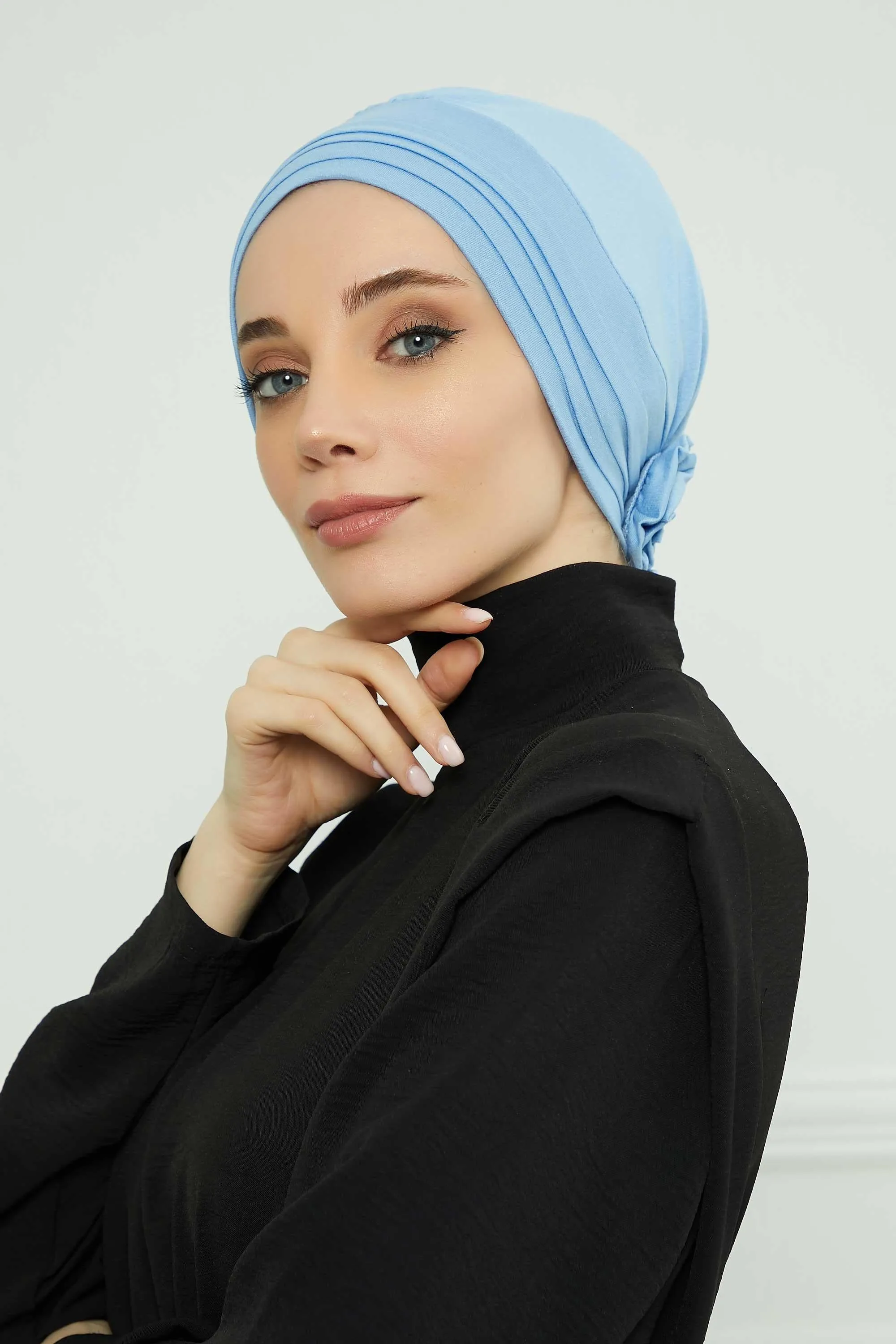 Pleated Instant Turban made from High Quality Combed Cotton, Comfortable Pre-Tied Turban Hijab, Flexible Chemo Cancer Bonnet Headwear,B-74