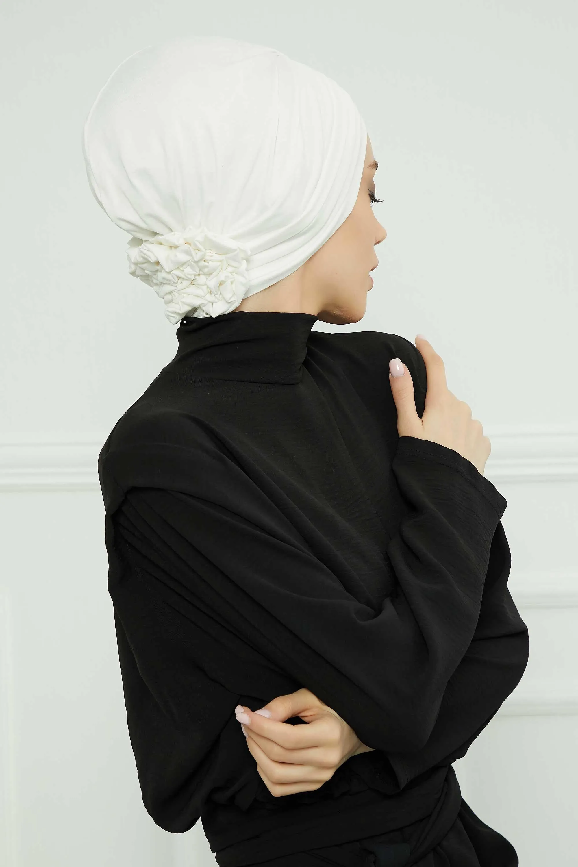 Pleated Instant Turban made from High Quality Combed Cotton, Comfortable Pre-Tied Turban Hijab, Flexible Chemo Cancer Bonnet Headwear,B-74