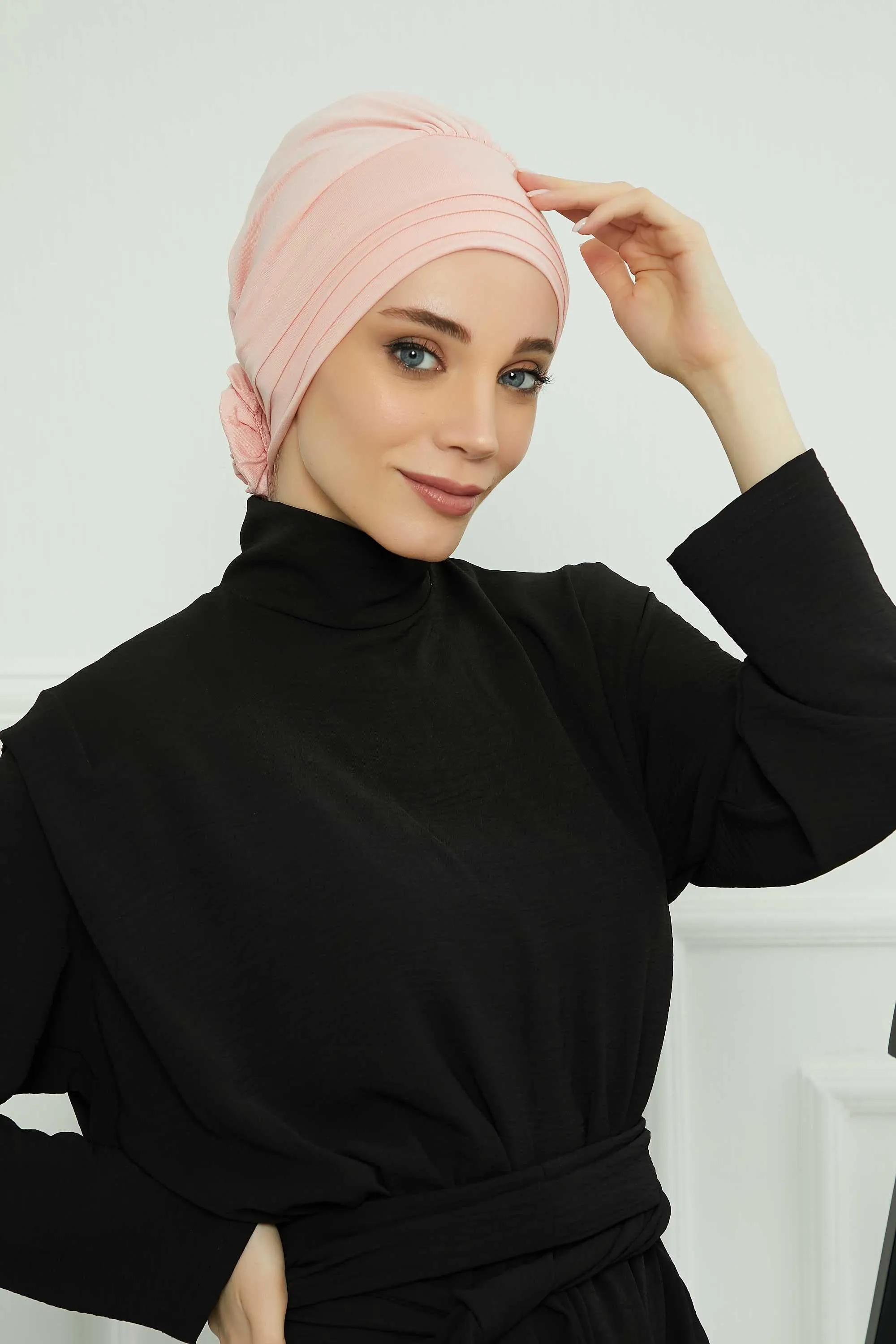 Pleated Instant Turban made from High Quality Combed Cotton, Comfortable Pre-Tied Turban Hijab, Flexible Chemo Cancer Bonnet Headwear,B-74