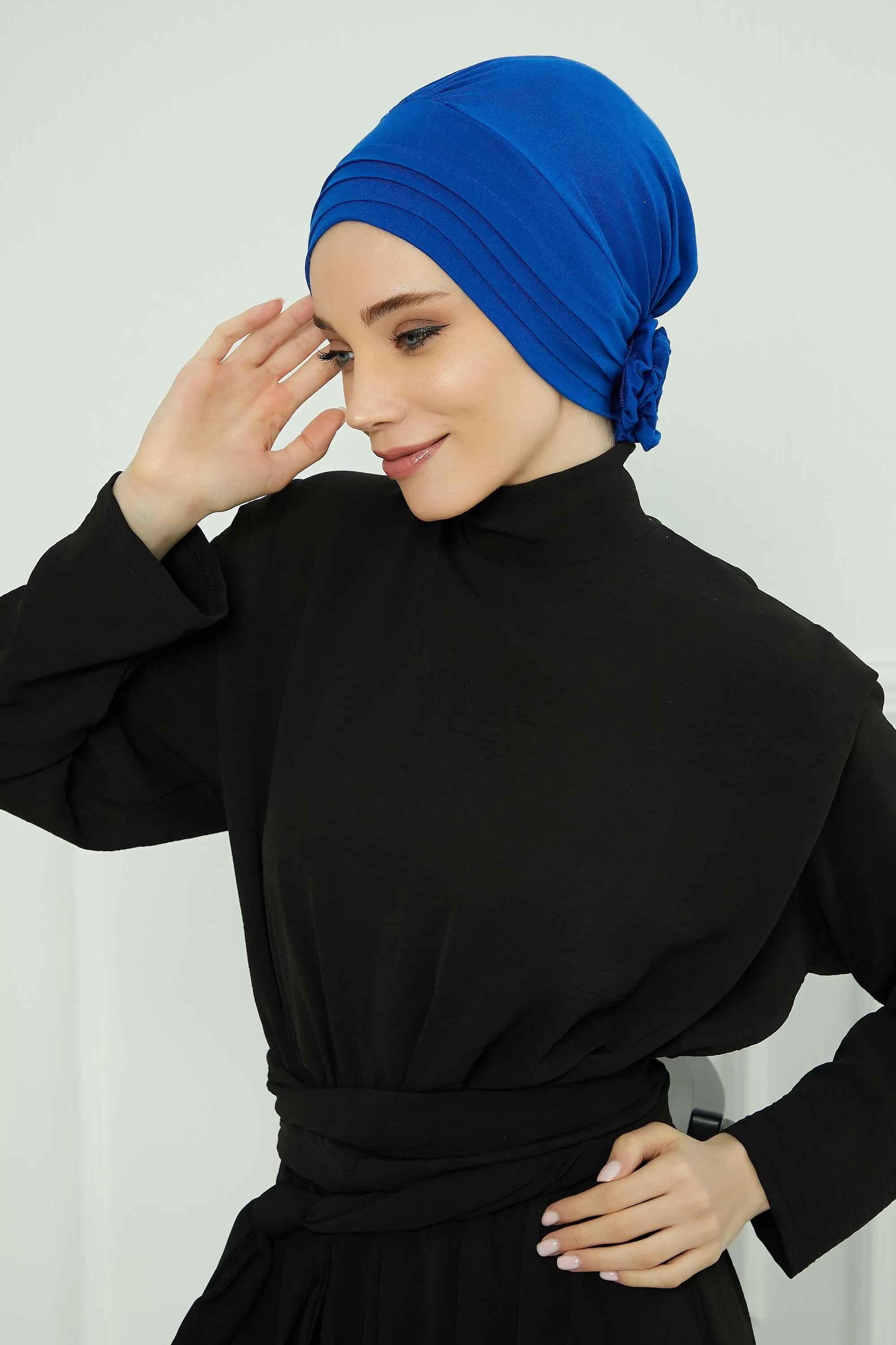 Pleated Instant Turban made from High Quality Combed Cotton, Comfortable Pre-Tied Turban Hijab, Flexible Chemo Cancer Bonnet Headwear,B-74