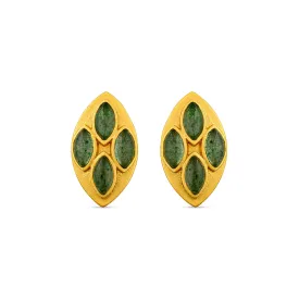 Primrose Stud Earrings - Green Strawberry Quartz