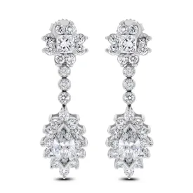 Princess Diamond Earrings (5.98 ct Diamonds) in White Gold