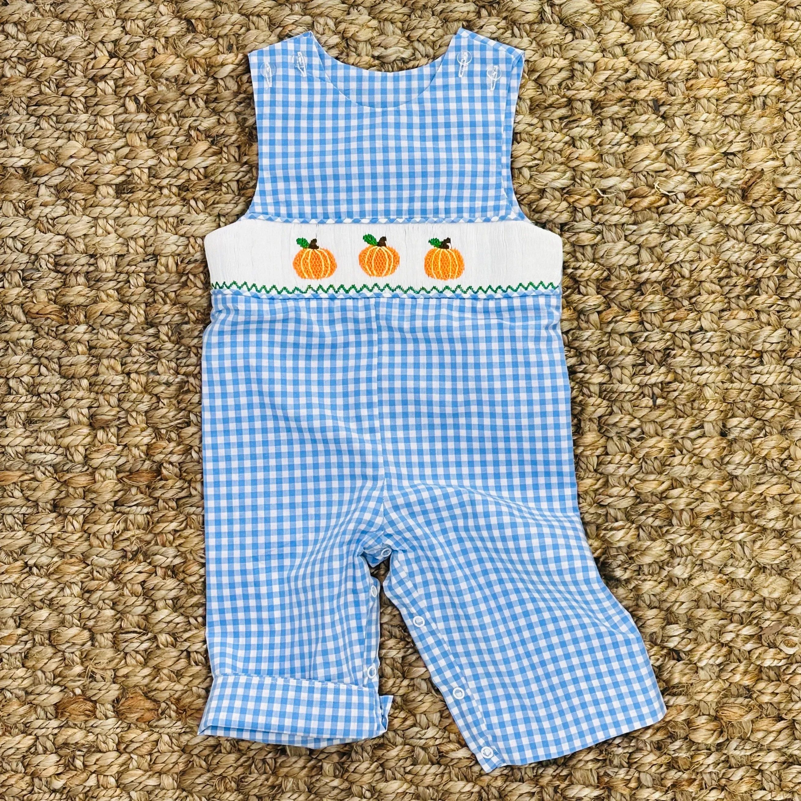 Pumpkin Smocked Longall in Gingham