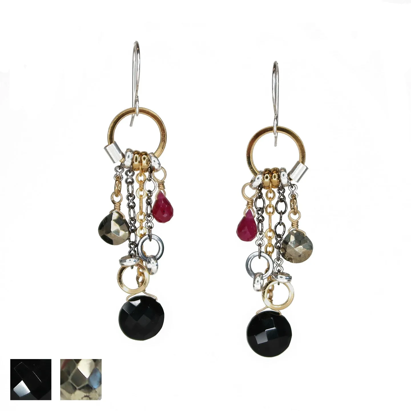 Pyrite Long Drop Earrings