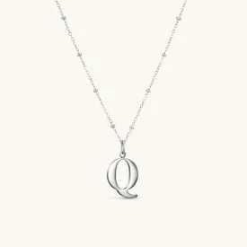 Q Initial Pendant Necklace In Silver