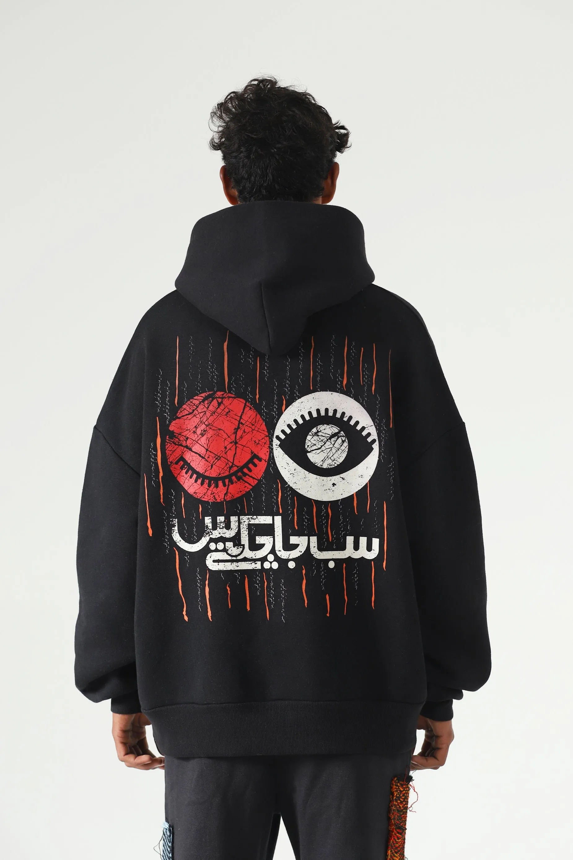 "MERI KAHANI" SCREEN PRINTED BLACK HOODIE