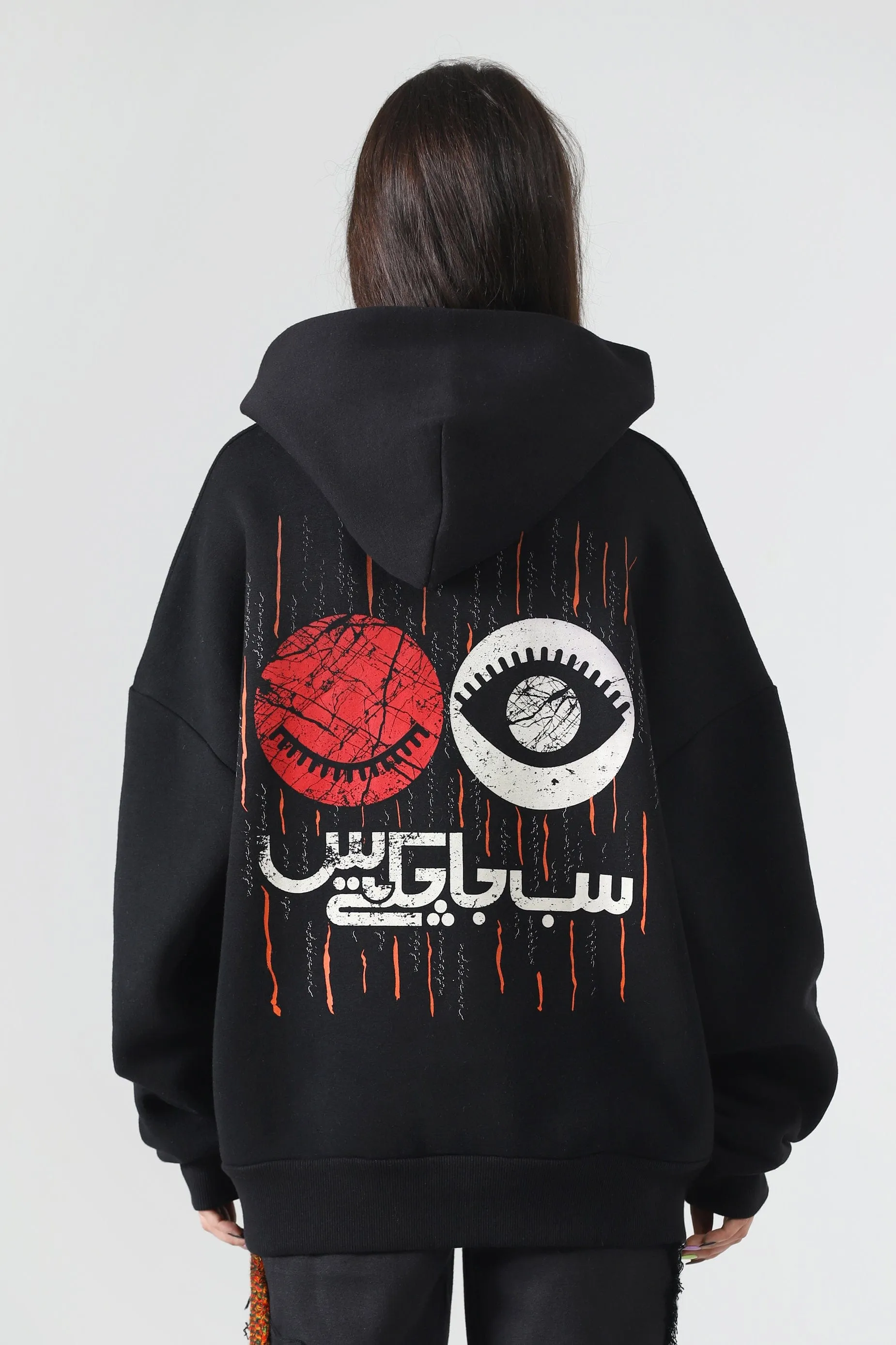 "MERI KAHANI" SCREEN PRINTED BLACK HOODIE