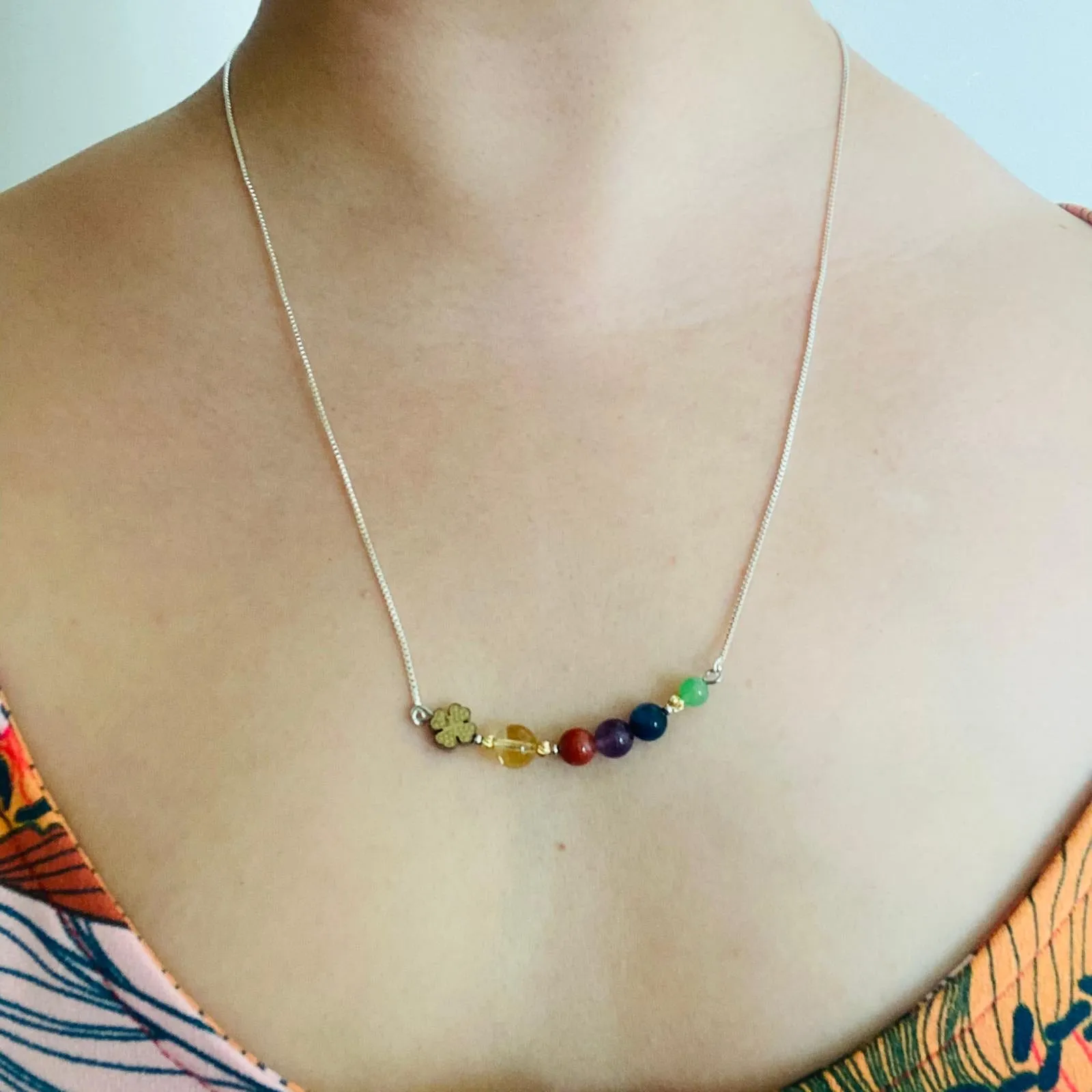 Rainbow Lucky Clover Necklace