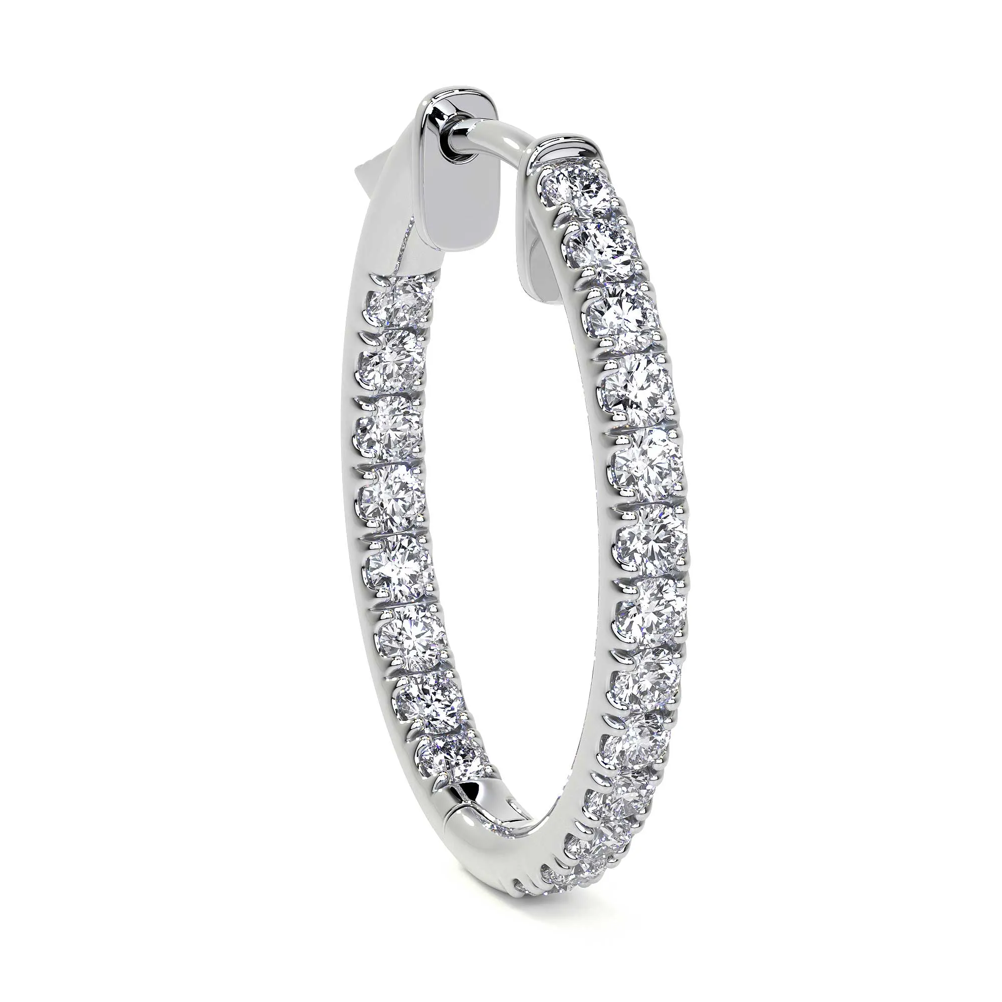 Round Diamond Hoop Earrings, 0.90 CT