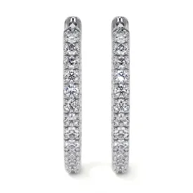 Round Diamond Hoop Earrings, 0.90 CT