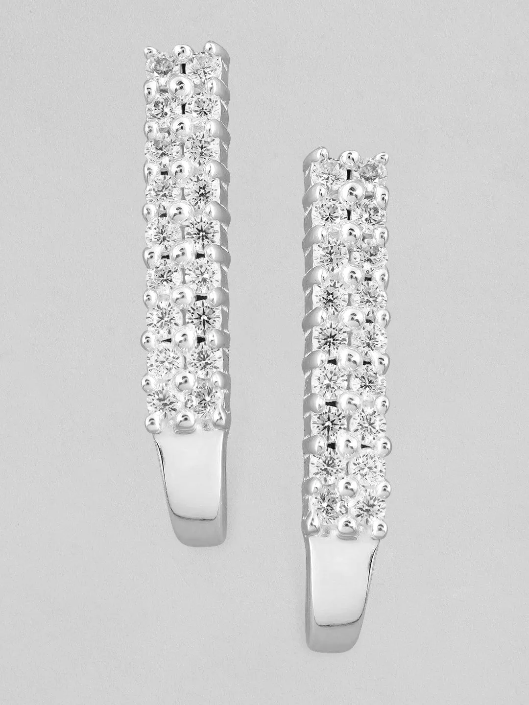 Rubans 925 Silver Sparkling Modern Minimal Ring Hoop Earrings.