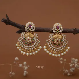 SC101980 -Ad Stone Studded Antique Chandbali Earrings