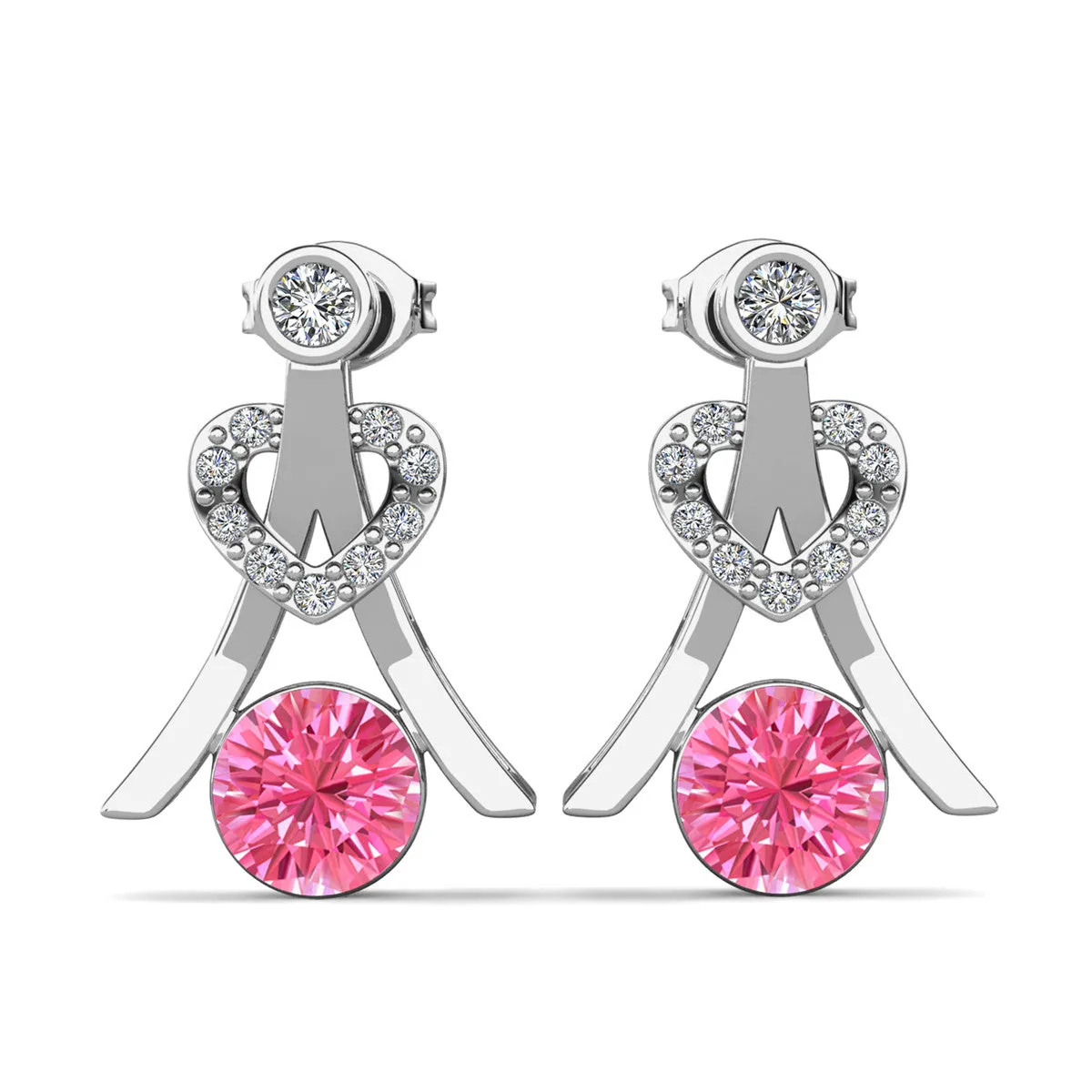 Serenity Birthstone Earrings 18k White Gold Plated with Round Cut Crystals