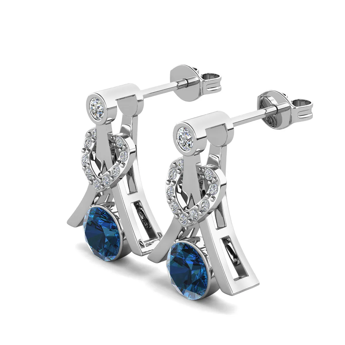 Serenity Birthstone Earrings 18k White Gold Plated with Round Cut Crystals