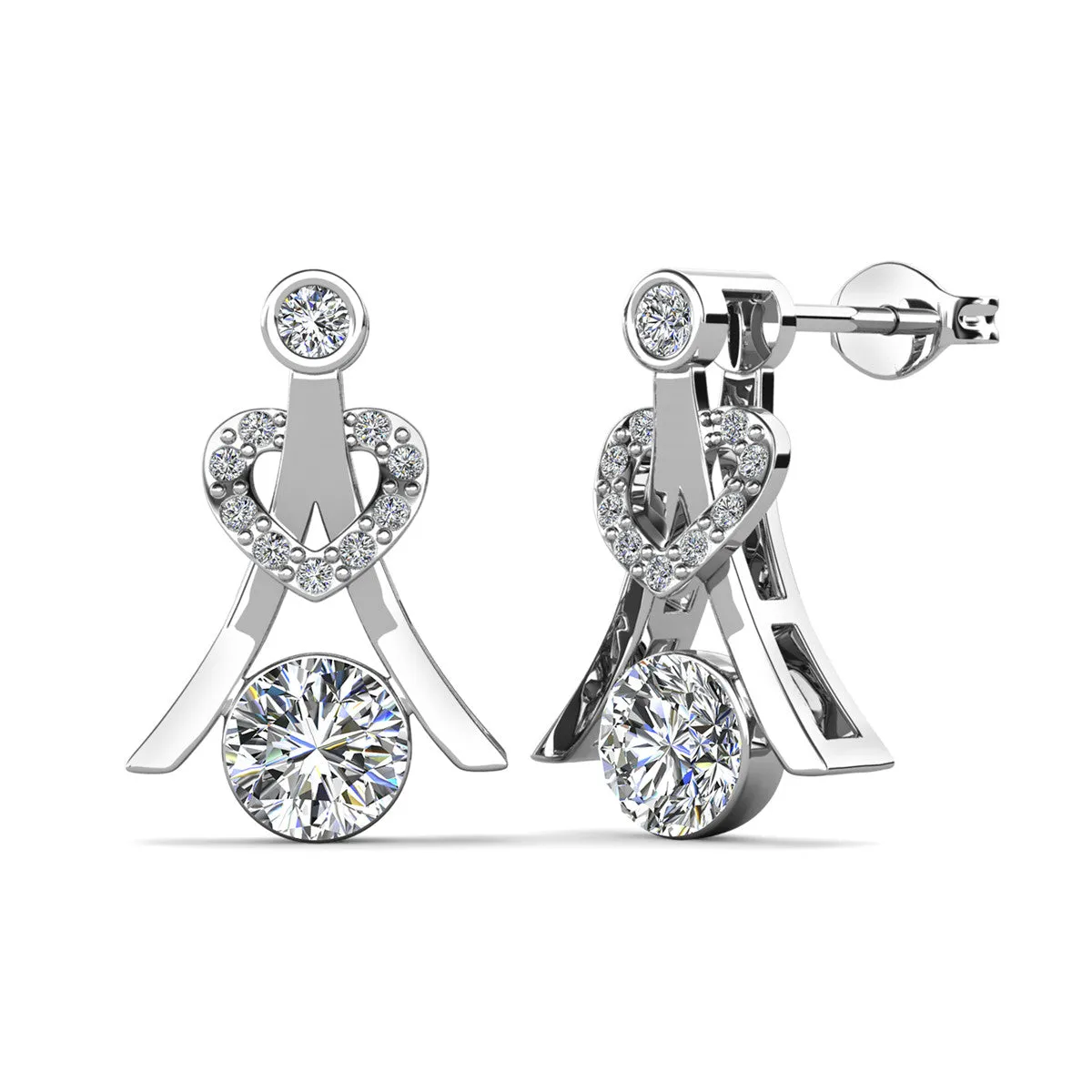 Serenity Birthstone Earrings 18k White Gold Plated with Round Cut Crystals