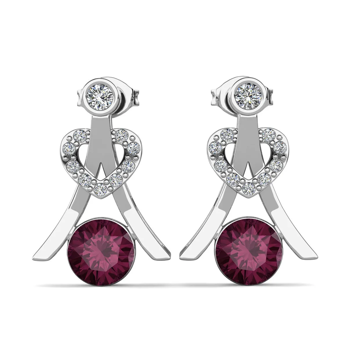 Serenity Birthstone Earrings 18k White Gold Plated with Round Cut Crystals