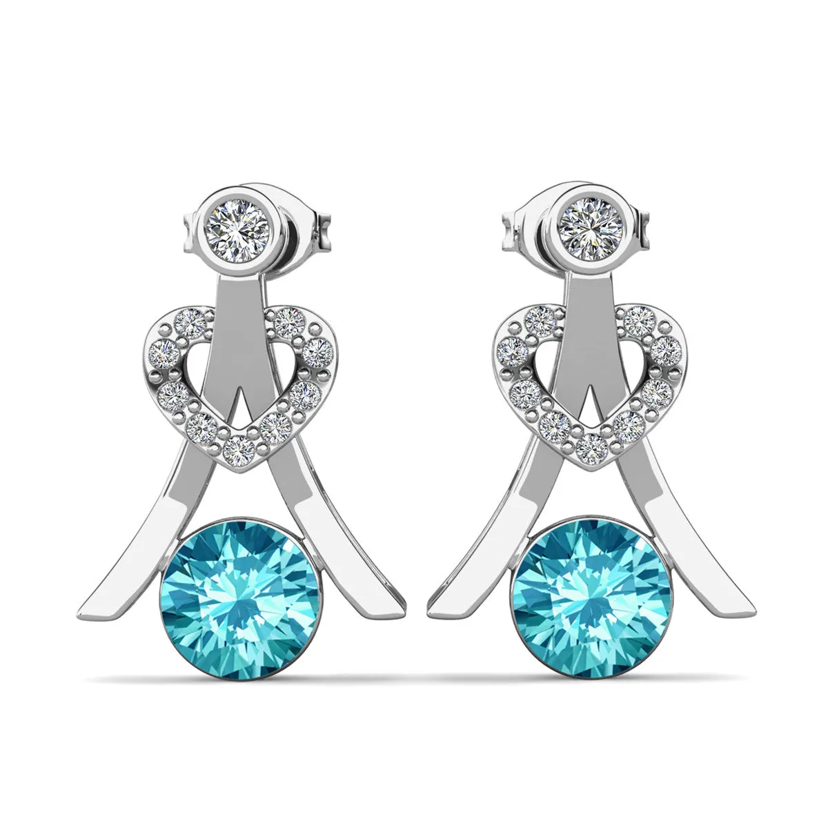 Serenity Birthstone Earrings 18k White Gold Plated with Round Cut Crystals