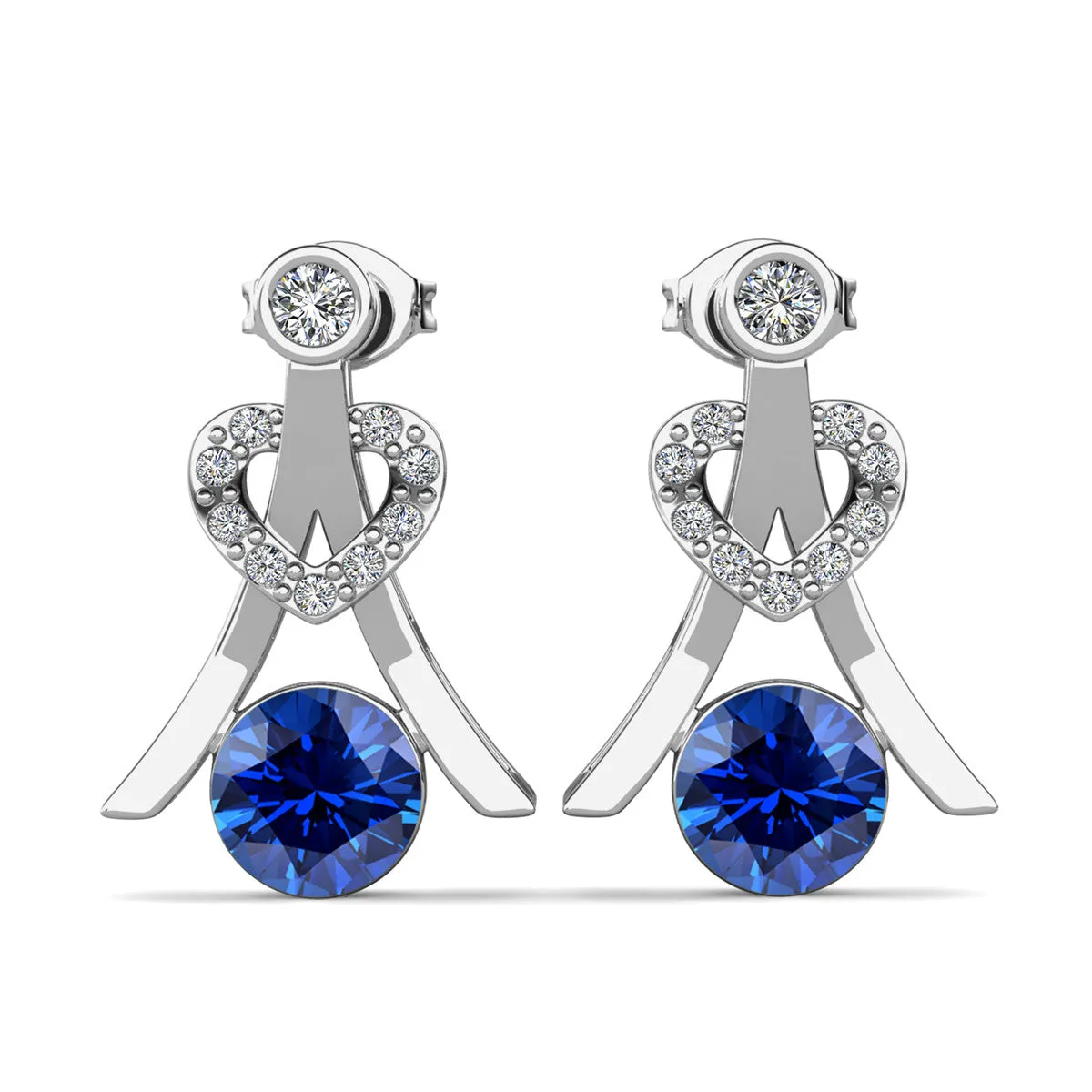 Serenity Birthstone Earrings 18k White Gold Plated with Round Cut Crystals