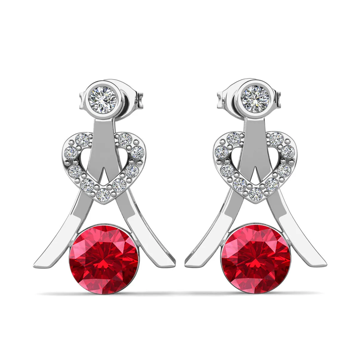 Serenity Birthstone Earrings 18k White Gold Plated with Round Cut Crystals