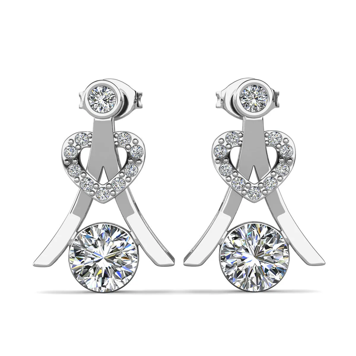 Serenity Birthstone Earrings 18k White Gold Plated with Round Cut Crystals