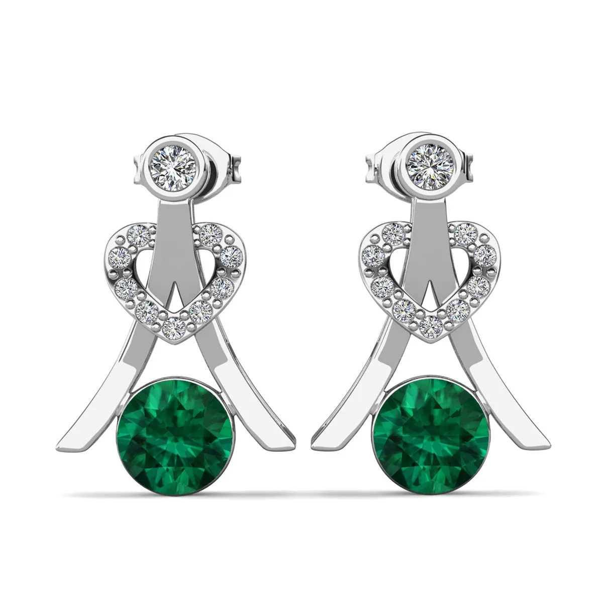 Serenity Birthstone Earrings 18k White Gold Plated with Round Cut Crystals