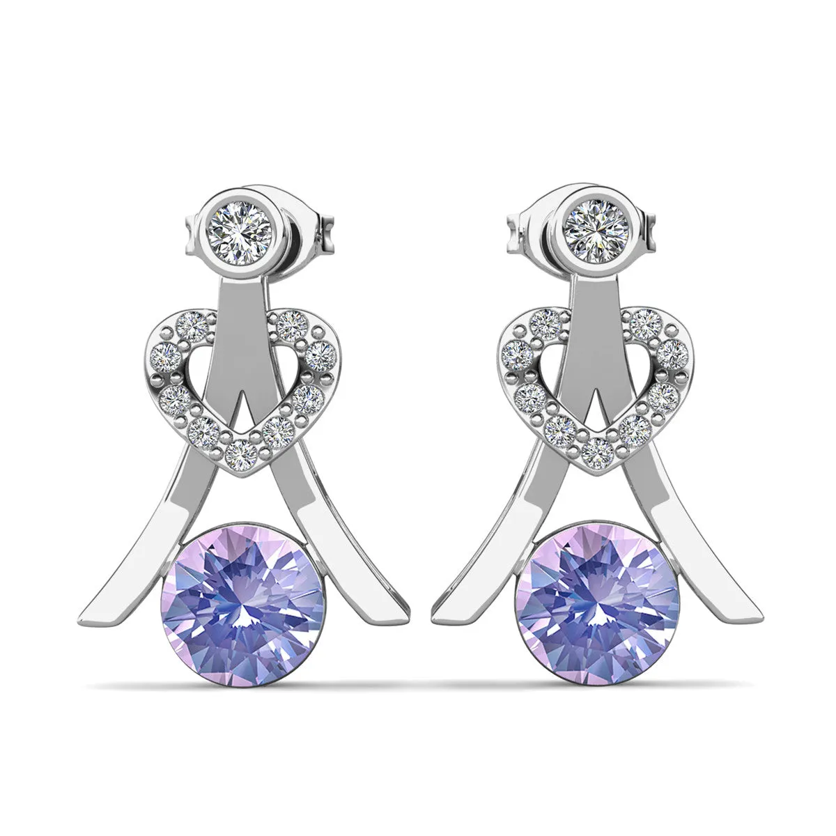 Serenity Birthstone Earrings 18k White Gold Plated with Round Cut Crystals