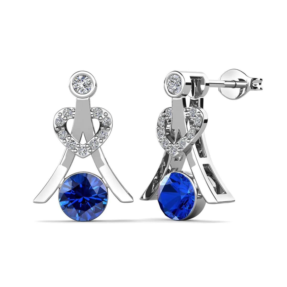 Serenity Birthstone Earrings 18k White Gold Plated with Round Cut Crystals